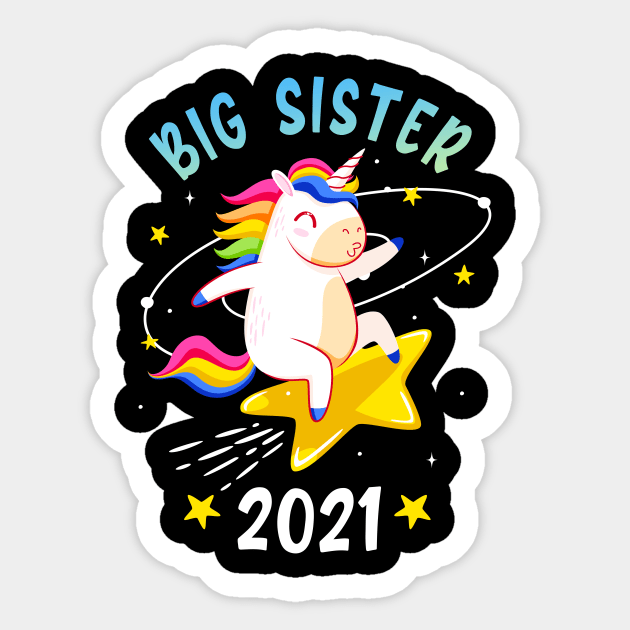 Big Sister 2021 Unicorn Sibling Girls Sticker by Foxxy Merch